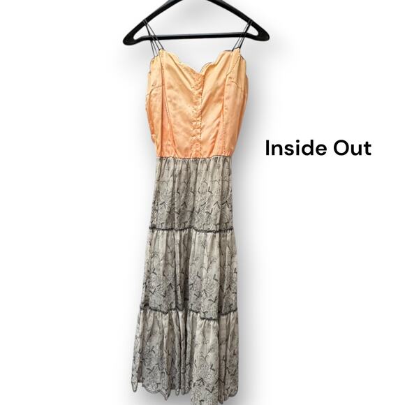 Vintage 1950s Sheer Cupcake Chiffon Embroidered Party Dress Pink & Black XS - Picture 8 of 16